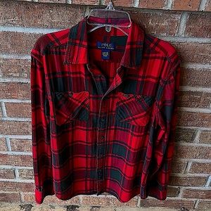 Polo Girls 14/16 Red & Black Plaid soft cotton button down shirt